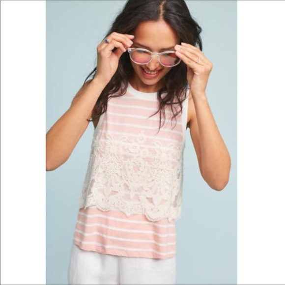 Anthropologie lace striped tank top - Picture 7 of 7